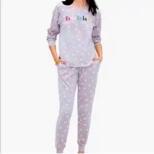 NWT Kate Spade Velour Fa La La La Pajama Set, Size Large